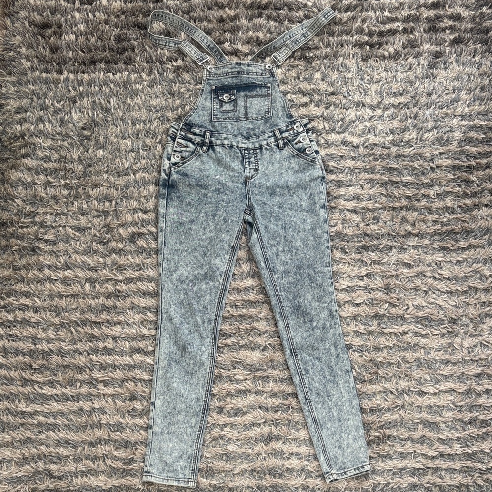 YMI Women's Acid Wash Denim Overall Jumpsuit, S/XS